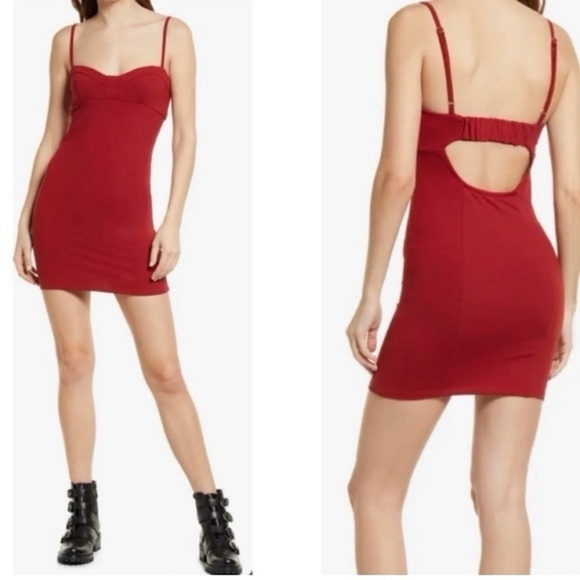 NWT Free People Probably Should Mini Dress in Holly Berry Red - Size Small - Picture 4 of 14
